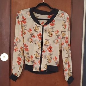 Sheer floral bomber